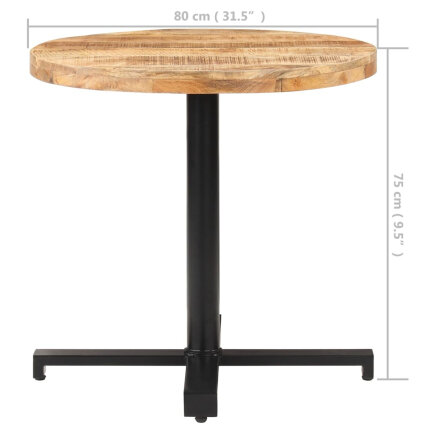 Table de bistro Style Industriel ronde en bois de manguier brut Ø 80 x 75 cm {attributes}