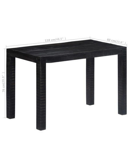 Table à manger Style Industriel en bois de manguier massif Noir 118 x 60 x 76 cm {attributes}