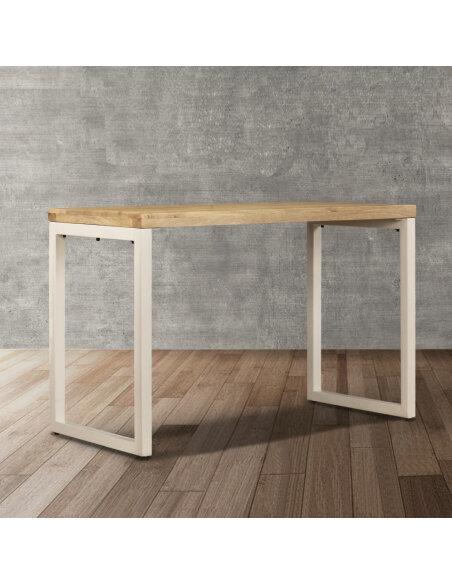Table à manger Style Industriel Bois de manguier massif et acier 115x55x76 cm {attributes}