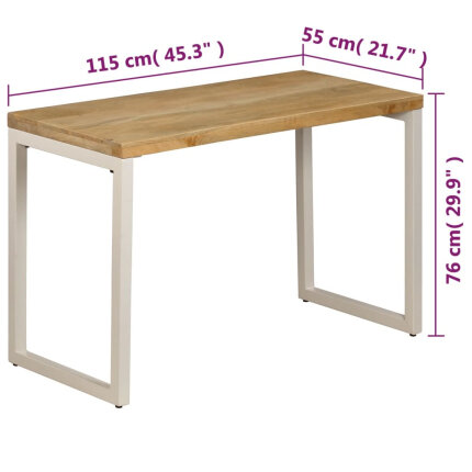 Table à manger Style Industriel Bois de manguier massif et acier 115x55x76 cm {attributes}