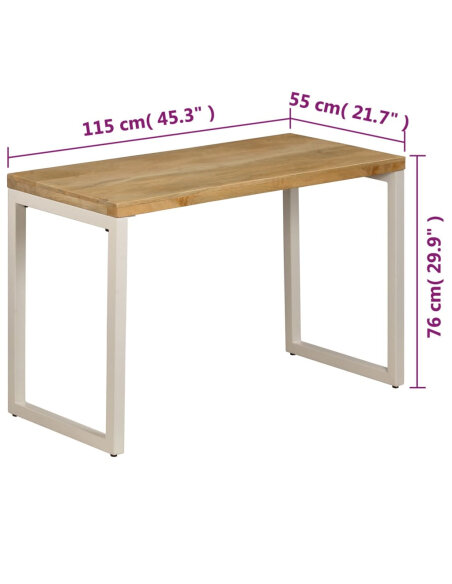 Table à manger Style Industriel Bois de manguier massif et acier 115x55x76 cm {attributes}