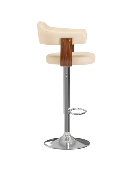Tabourets de bar Rétro / Vintage en lot de 2 en bois courbé et similicuir Crème  {attributes}