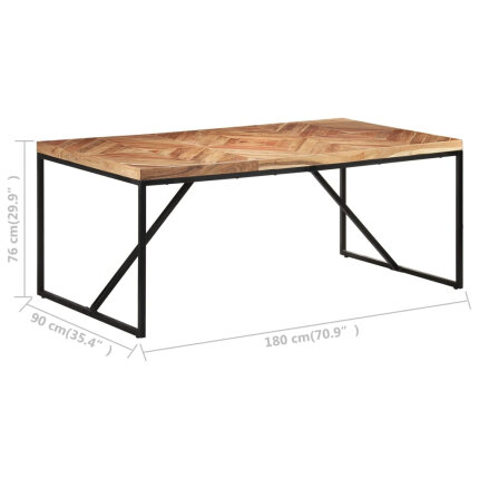 Table à manger Style Industriel en bois massif d'acacia et de manguier 180 x 90 x 76 cm {attributes}