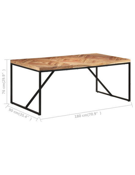 Table à manger Style Industriel en bois massif d'acacia et de manguier 180 x 90 x 76 cm {attributes} Table à manger Style Industriel en bois massif d'acacia et de manguier 180 x 90 x 76 cm {attributes}