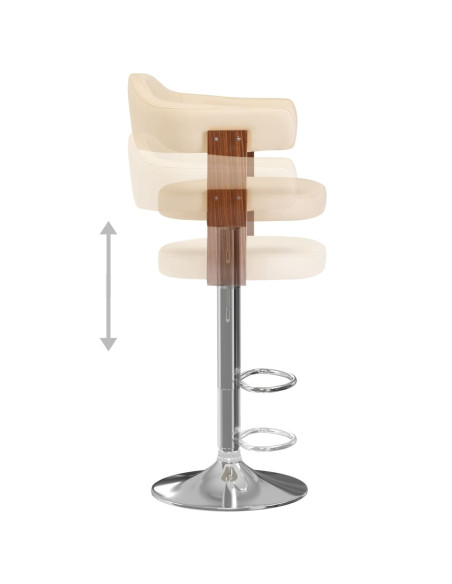 Tabourets de bar Rétro / Vintage en lot de 2 en bois courbé et similicuir Crème  {attributes}