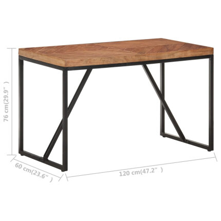 Table à manger Style Industriel en bois massif d'acacia et de manguier 120 x 60 x 76 cm {attributes}