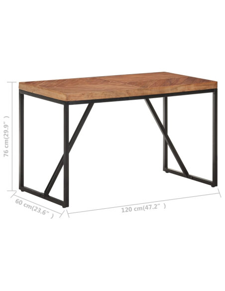 Table à manger Style Industriel en bois massif d'acacia et de manguier 120 x 60 x 76 cm {attributes} Table à manger Style Industriel en bois massif d'acacia et de manguier 120 x 60 x 76 cm {attributes}