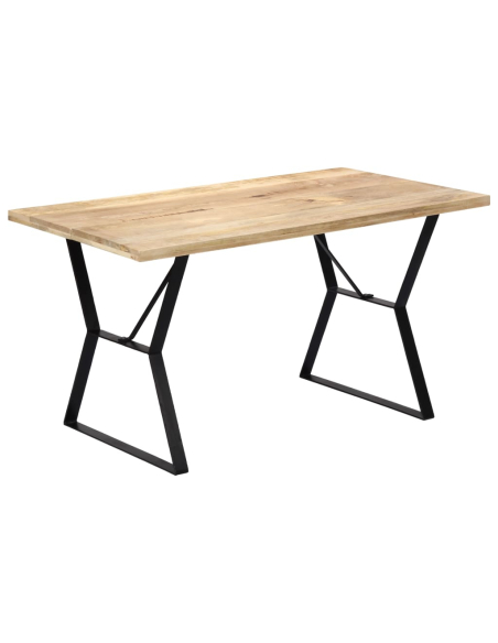 Table à manger Style Industriel en bois de manguier massif 140 x 80 x 76 cm {attributes}