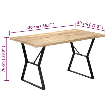 Table à manger Style Industriel en bois de manguier massif 140 x 80 x 76 cm {attributes}
