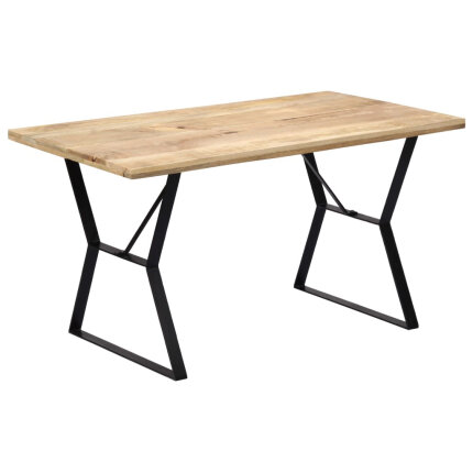 Table à manger Style Industriel en bois de manguier massif 140 x 80 x 76 cm {attributes}