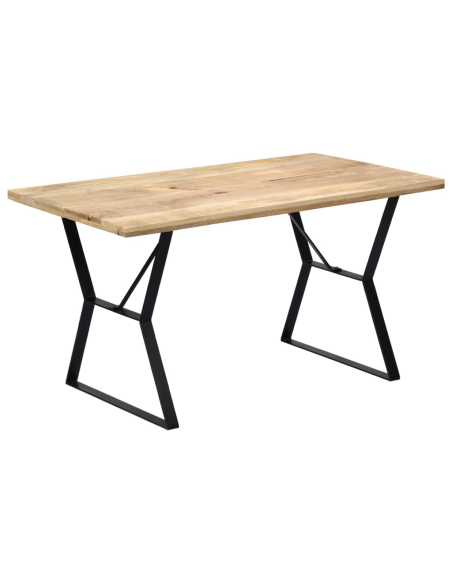 Table à manger Style Industriel en bois de manguier massif 140 x 80 x 76 cm {attributes}