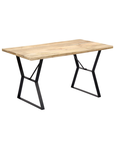 Table à manger Style Industriel en bois de manguier massif 140 x 80 x 76 cm {attributes}