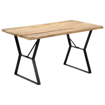Table à manger Style Industriel en bois de manguier massif 140 x 80 x 76 cm {attributes}