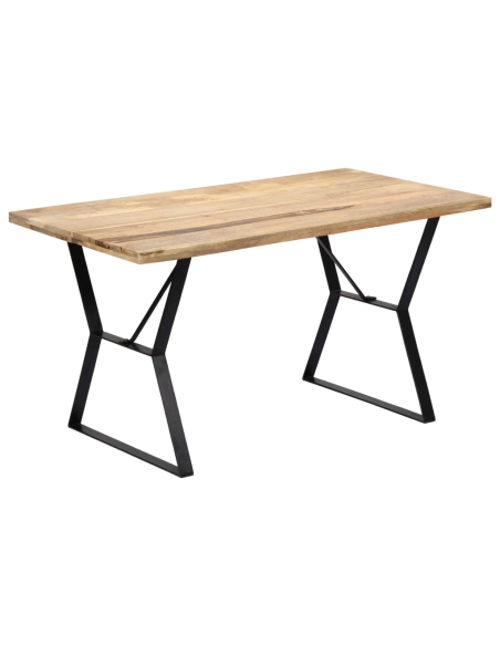 Table à manger Style Industriel en bois de manguier massif 140 x 80 x 76 cm {attributes}