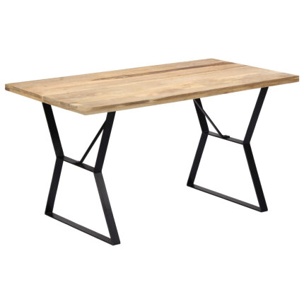 Table à manger Style Industriel en bois de manguier massif 140 x 80 x 76 cm {attributes}