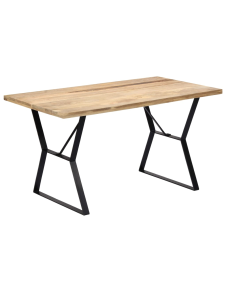 Table à manger Style Industriel en bois de manguier massif 140 x 80 x 76 cm {attributes}