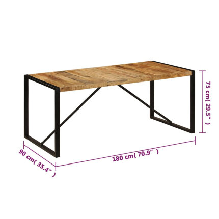Table à manger Style Industriel en bois de manguier massif 180 x 90 x 75 cm {attributes}