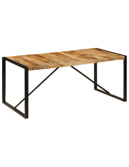 Table à manger Style Industriel en bois de manguier massif 180 x 90 x 75 cm {attributes} Table à manger Style Industriel en bois de manguier massif 180 x 90 x 75 cm {attributes}