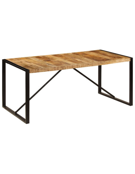 Table à manger Style Industriel en bois de manguier massif 180 x 90 x 75 cm {attributes} Table à manger Style Industriel en bois de manguier massif 180 x 90 x 75 cm {attributes}