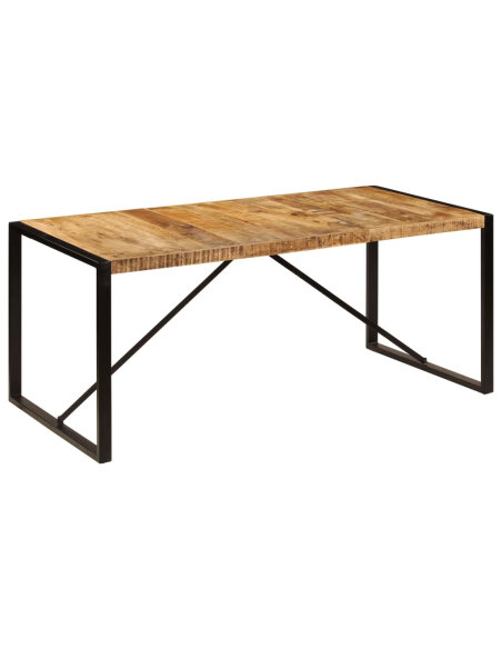 Table à manger Style Industriel en bois de manguier massif 180 x 90 x 75 cm {attributes} Table à manger Style Industriel en bois de manguier massif 180 x 90 x 75 cm {attributes}