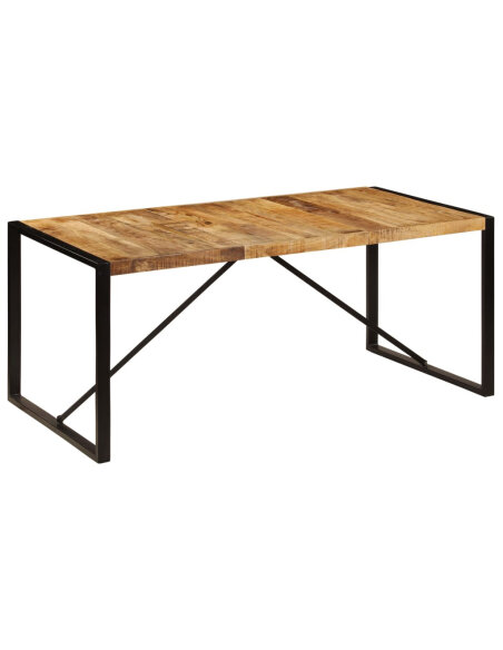 Table à manger Style Industriel en bois de manguier massif 180 x 90 x 75 cm {attributes} Table à manger Style Industriel en bois de manguier massif 180 x 90 x 75 cm {attributes}