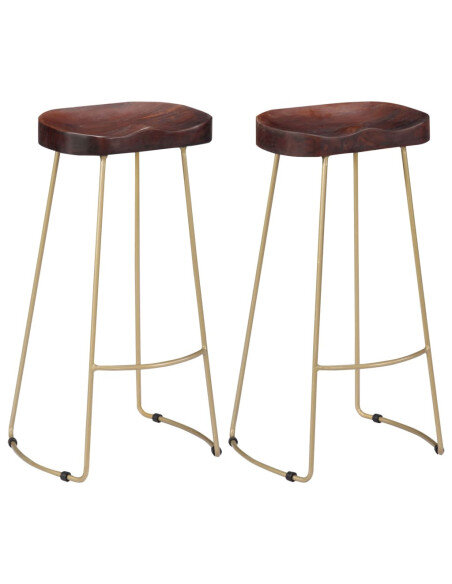 Tabourets de bar Industriel / Rétro - Vintage gavin en lot de 2 en bois de manguier massif Brun 45 x 40 x 78 cm {attributes}