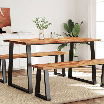 Table à manger Style Industriel en bois d'acacia 140 x 80 x 75 cm {attributes}