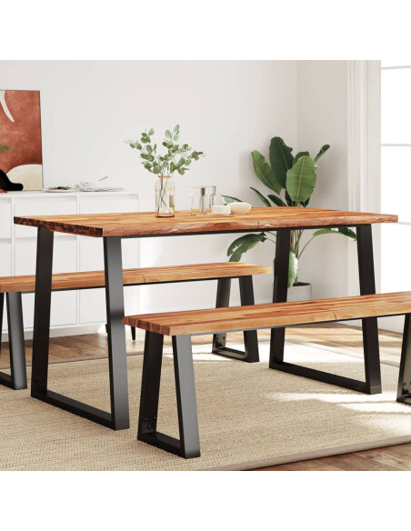 Table à manger Style Industriel en bois d'acacia 140 x 80 x 75 cm {attributes} Table à manger Style Industriel en bois d'acacia 140 x 80 x 75 cm {attributes}