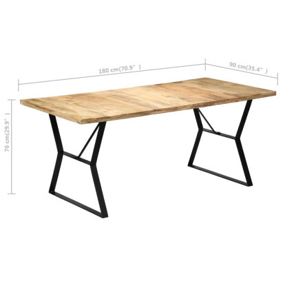 Table à manger Style Industriel en bois de manguier massif 180 x 90 x 76 cm {attributes}