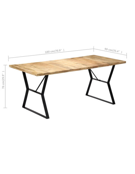 Table à manger Style Industriel en bois de manguier massif 180 x 90 x 76 cm {attributes} Table à manger Style Industriel en bois de manguier massif 180 x 90 x 76 cm {attributes}