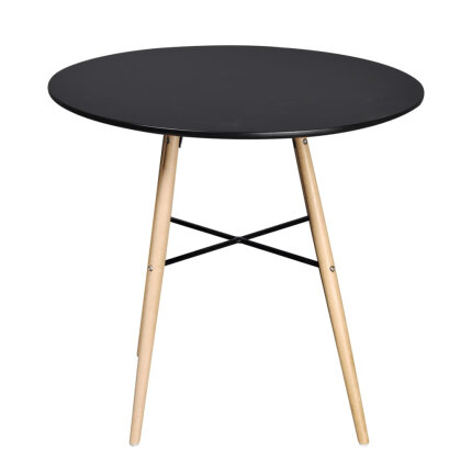 Table de salle à manger Style Scandinave ronde en bois MDF Noir 80 x 72 cmcc {attributes}