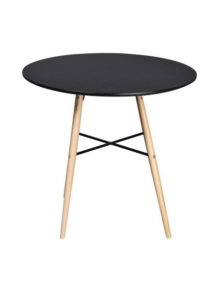 Table de salle à manger Style Scandinave ronde en bois MDF Noir 80 x 72 cmcc {attributes}