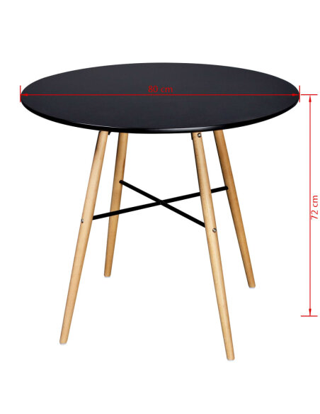 Table de salle à manger Style Scandinave ronde en bois MDF Noir 80 x 72 cmcc {attributes}