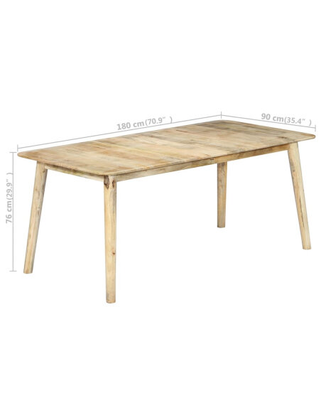 Table de salle à manger Style Scandinave en bois de manguier massif 180 x 90 x 76 cmaa {attributes} Table de salle à manger Style Scandinave en bois de manguier massif 180 x 90 x 76 cmaa {attributes}