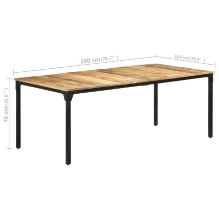 Table salle à manger Style Industriel en bois de manguier 200 x 100 x 76 cm {attributes}