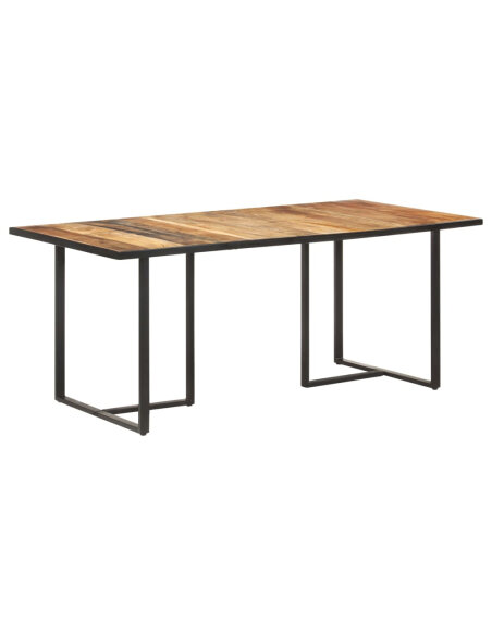Table salle à manger Style Industriel en bois de manguier brut 180 x 90 x 76 cm {attributes} Table salle à manger Style Industriel en bois de manguier brut 180 x 90 x 76 cm {attributes}