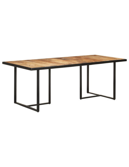 Table à manger Style Industriel en bois de manguier brut 200 x 100 x 76 cm {attributes} Table à manger Style Industriel en bois de manguier brut 200 x 100 x 76 cm {attributes}
