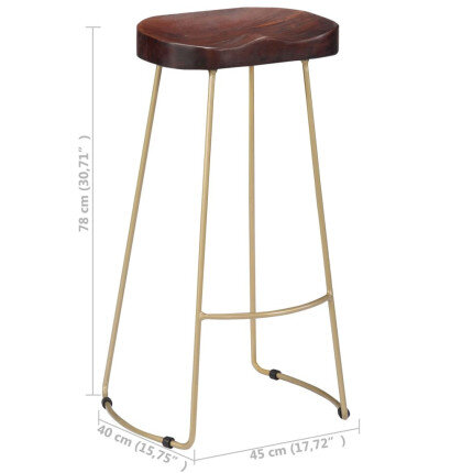 Tabourets de bar Industriel / Rétro - Vintage gavin en lot de 2 en bois de manguier massif Brun 45 x 40 x 78 cm {attributes}