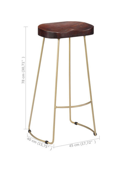 Tabourets de bar Industriel / Rétro - Vintage gavin en lot de 2 en bois de manguier massif Brun 45 x 40 x 78 cm {attributes}