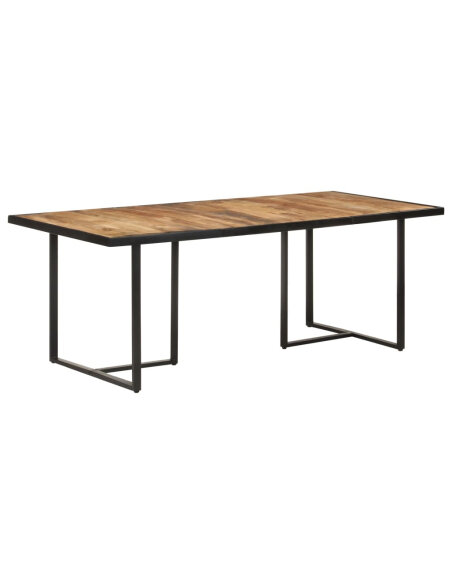 Table à manger Style Industriel en bois de manguier brut 200 x 100 x 76 cm {attributes} Table à manger Style Industriel en bois de manguier brut 200 x 100 x 76 cm {attributes}