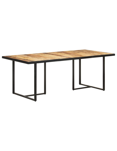 Table à manger Style Industriel en bois de manguier brut 200 x 100 x 76 cm {attributes} Table à manger Style Industriel en bois de manguier brut 200 x 100 x 76 cm {attributes}