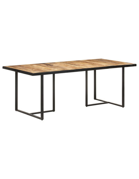 Table à manger Style Industriel en bois de manguier brut 200 x 100 x 76 cm {attributes} Table à manger Style Industriel en bois de manguier brut 200 x 100 x 76 cm {attributes}