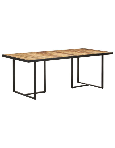 Table à manger Style Industriel en bois de manguier brut 200 x 100 x 76 cm {attributes} Table à manger Style Industriel en bois de manguier brut 200 x 100 x 76 cm {attributes}