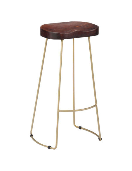 Tabourets de bar Industriel / Rétro - Vintage gavin en lot de 2 en bois de manguier massif Brun 45 x 40 x 78 cm {attributes}