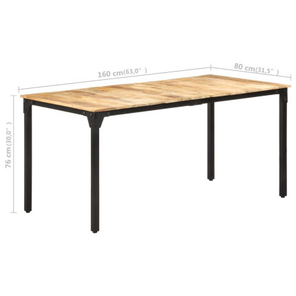 Table salle à manger Style Industriel en bois de manguier brut 160 x 80 x 76 cm {attributes}