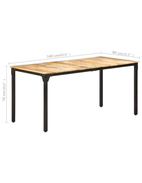 Table salle à manger Style Industriel en bois de manguier brut 160 x 80 x 76 cm {attributes} Table salle à manger Style Industriel en bois de manguier brut 160 x 80 x 76 cm {attributes}