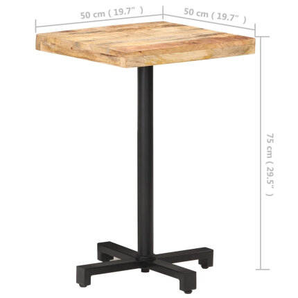 Table de bistro Style Industriel carrée en bois de manguier brut 50 x 50 x 75 cm {attributes}