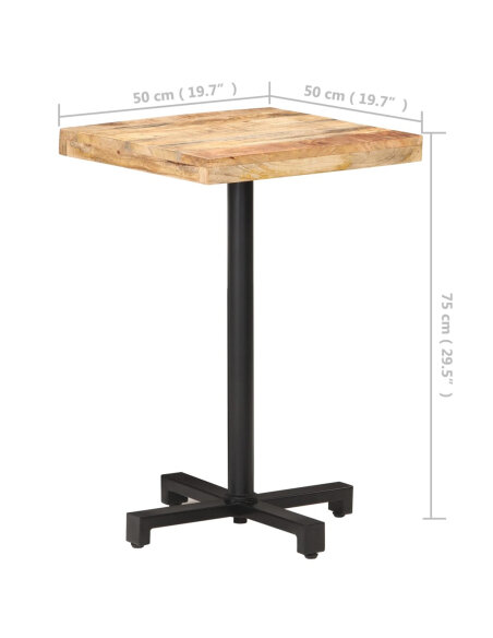 Table de bistro Style Industriel carrée en bois de manguier brut 50 x 50 x 75 cm {attributes} Table de bistro Style Industriel carrée en bois de manguier brut 50 x 50 x 75 cm {attributes}