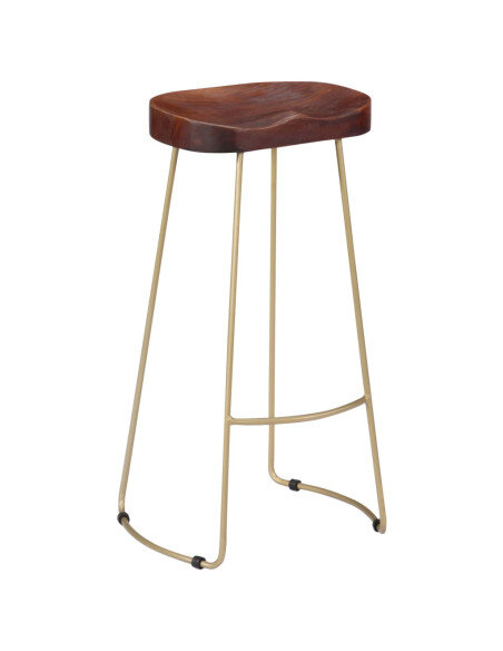 Tabourets de bar Industriel / Rétro - Vintage gavin en lot de 2 en bois de manguier massif Brun 45 x 40 x 78 cm {attributes}