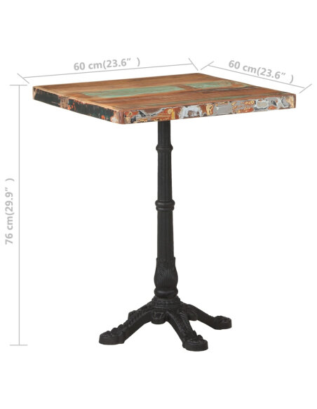 Table de bistro Vintage / Rétro en bois de récupération massif 60x60x76 cmb {attributes} Table de bistro Vintage / Rétro en bois de récupération massif 60x60x76 cmb {attributes}